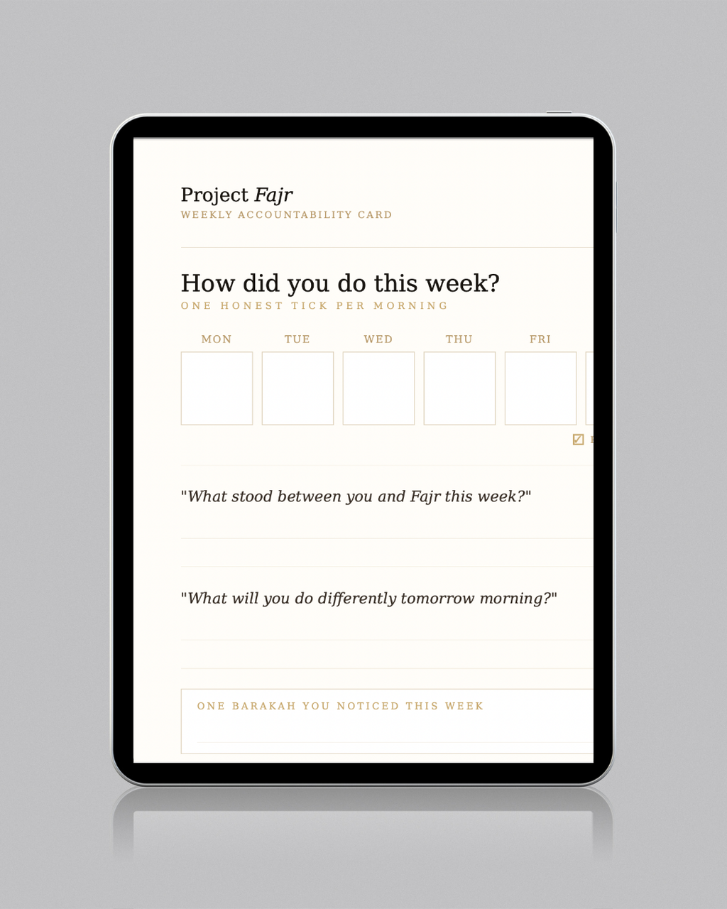 The Fajr Accountability Card